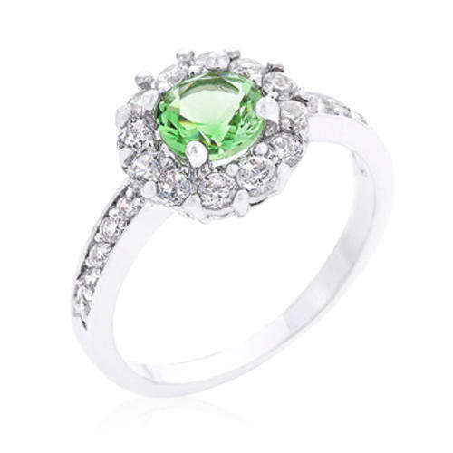 Peridot Halo Engagement #7 Ring  *USA IMPORT*